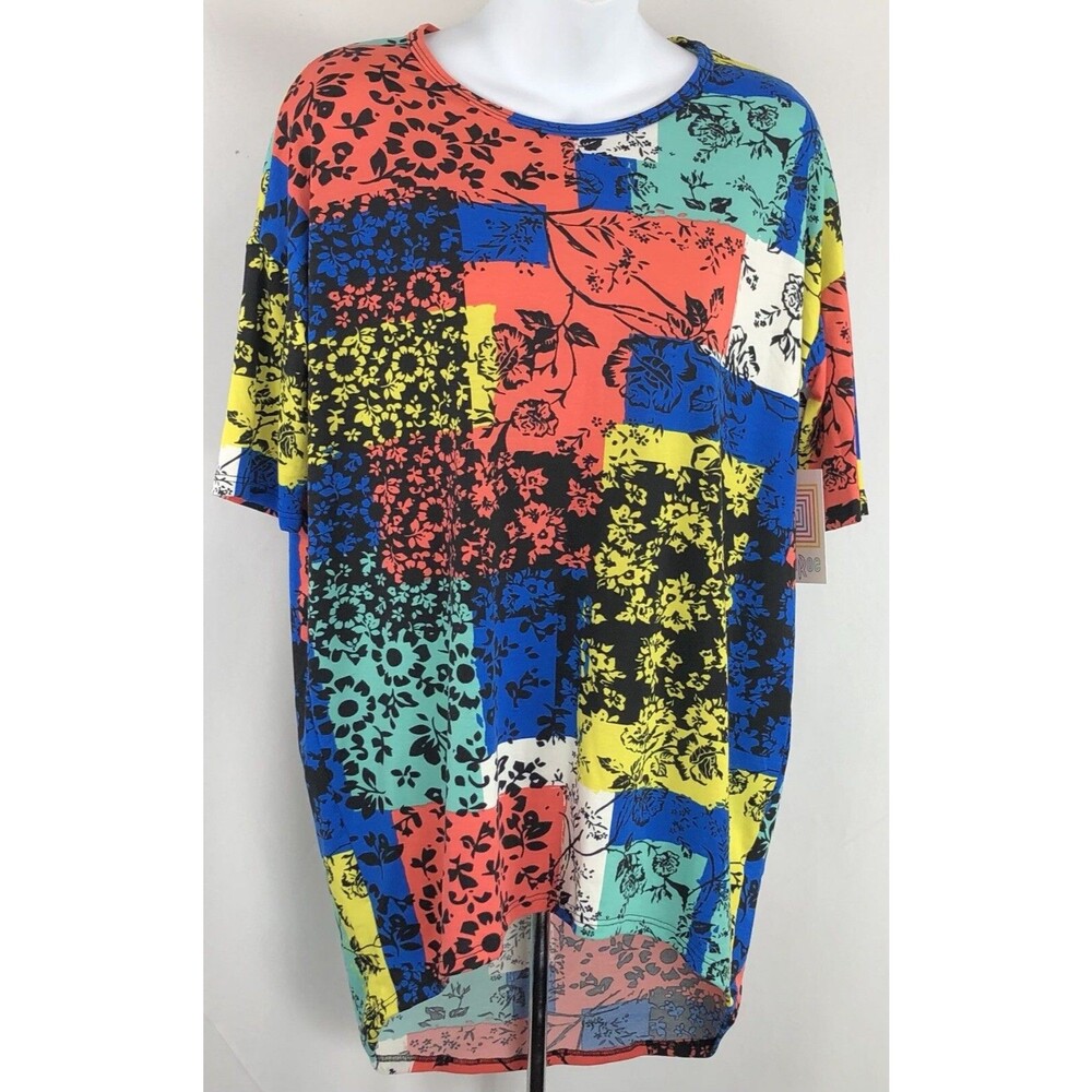 NWT Lula Roe Long Tunic Top Multi Floral hi lo Scoop Oversized abstract artsy